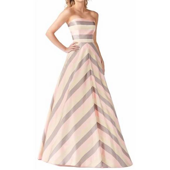 NEW COLETTE BY MON CHERI strapless satin ballgown in pink multi - Picture 1 of 3